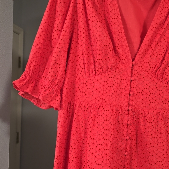 BODEN Broderie Women's Midi Tea Dress In Red Size 14 - Picture 11 of 12